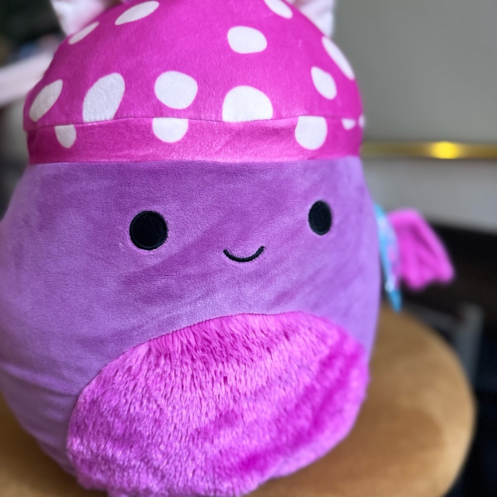 Cosimo the fuchsia & hot pink winged, bat mushroom w/ ears & fuzzy belly-NWT 12”